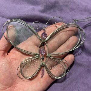 Intricate Silver and Purple Butterfly Brooch